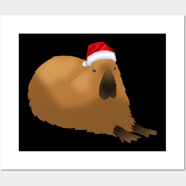 Capybara In A Santa Hat Wall Art by TheQueerPotato